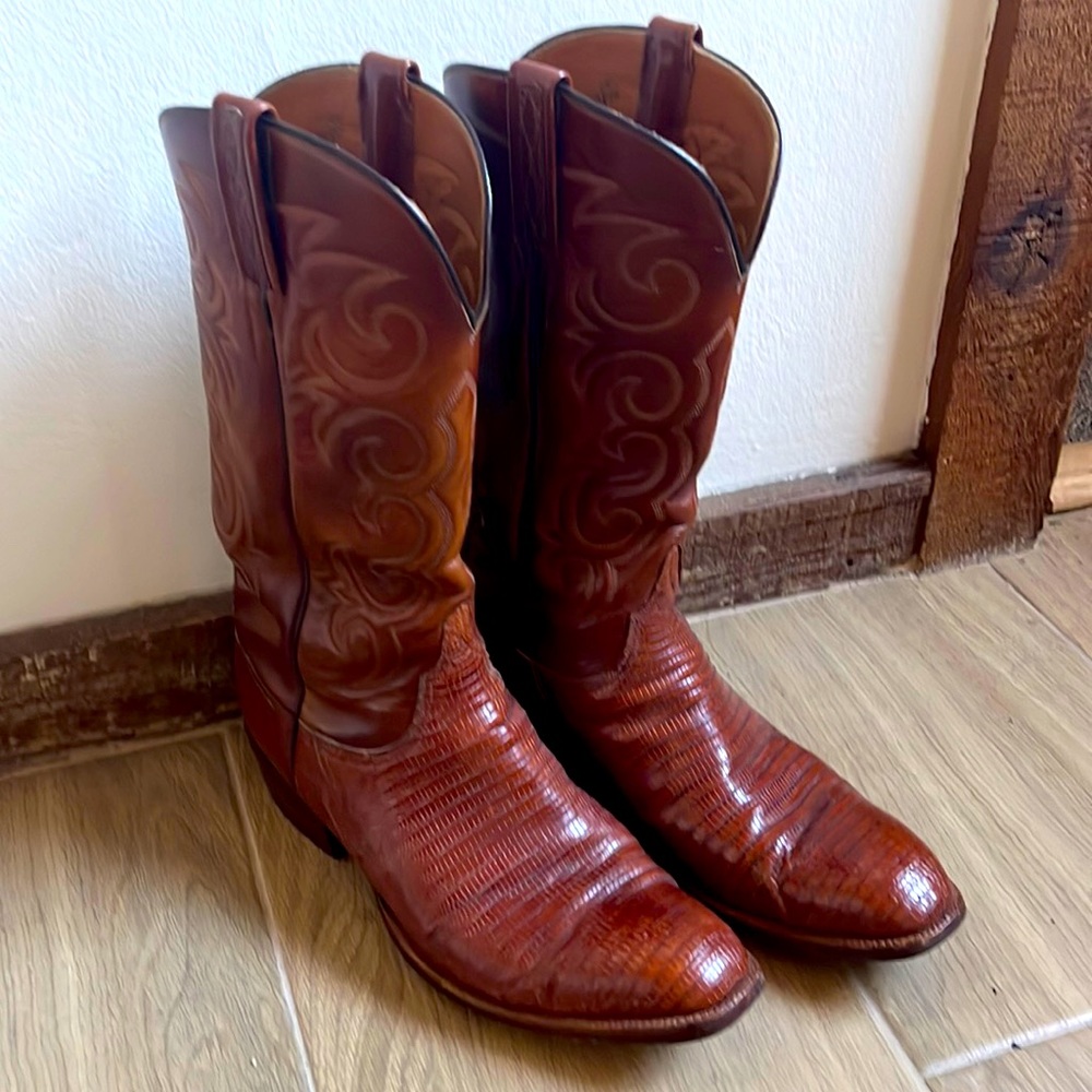 Lucchese Brown Lizard Skin 9 1/5 Mens cowboy boots.  Width D